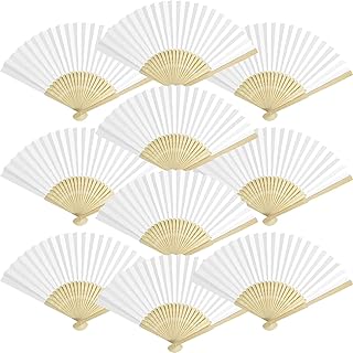 50pcs éventail pliant en bambou blanc grosun papier pour fête de mariage