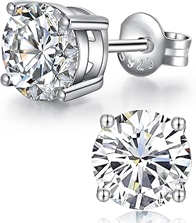 Boucles d'oreilles à tige en argent sterling avec zircone cubique, boucles d'oreilles rondes