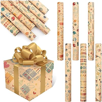 Papier d'emballage cadeau 6 feuilles de papier cadeau pour anniversaire vacances