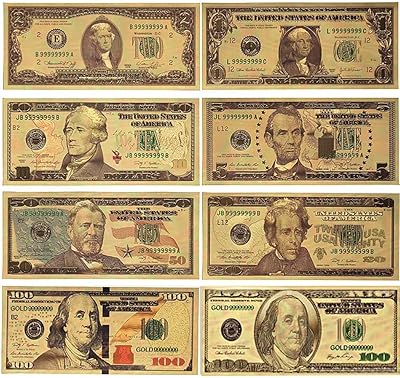 Sohodeco 8 pièces billets d'un dollar en feuille d'or nouvelle édition billet