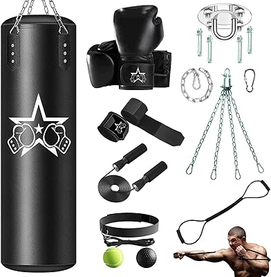 Sac de boxe pour adultes, ensemble de sacs de boxe lourds 4 pieds