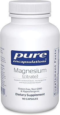 Pure incapsulations magnésium (citrate) | supplément pour la constipation, le soulagement du stress