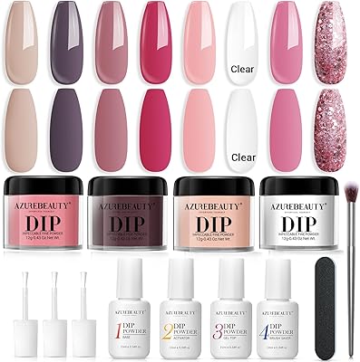 Kit de démarrage de poudre de trempage pour ongles de 17 pièces, azure