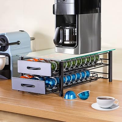 Tiroir porte-capsules nespresso phare, rangement de capsules nespresso à 2 niveaux, plateau