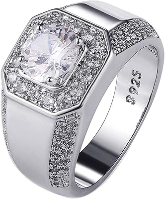 Bagues délicates en argent sterling 925 pour hommes, plaqué argent, or blanc, imitation