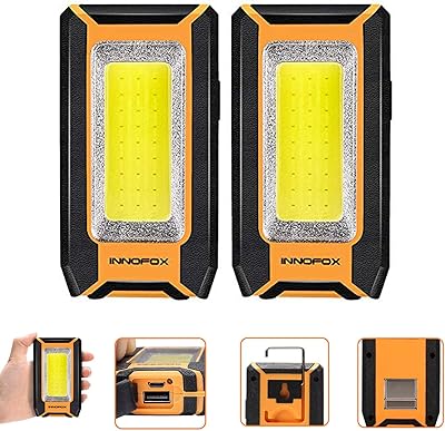 Lampe de travail led magnétique rechargeable innovox 40w 1500 lumens, crochet de suspension