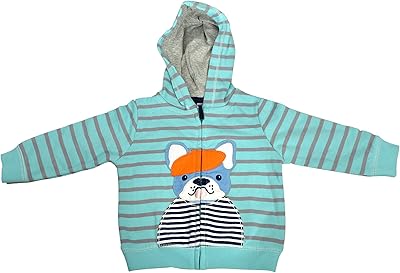 Veste à capuche bleu clair pour garçon à rayures grises