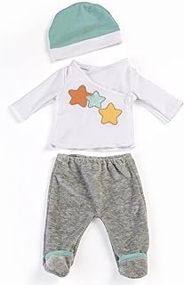 Ensemble pyjama 2 pièces miniland educational gris pour poupées de 15"