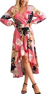 Robe longue ample à manches courtes et col en v pour femme, motif
