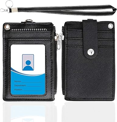 Porte-badge avec fermeture éclair, porte-badge d'identité mignon delfino, portefeuille en cuir à fermeture