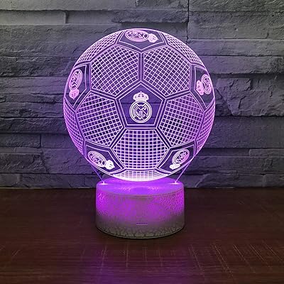 Lampe de table de nuit design illusions d'optique 3d football real madrid