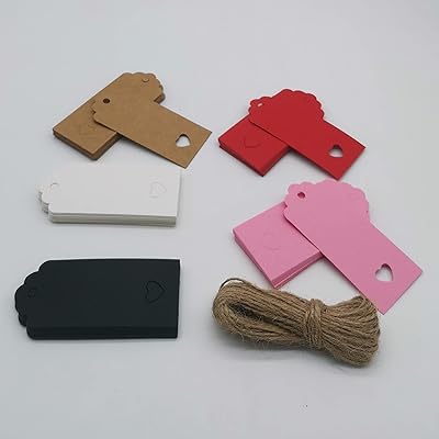 Ensemble d'étiquettes en papier kraft 100 pièces étiquettes cadeaux vierges avec ficelle
