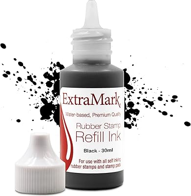 Encre rechargeable premium pour tampons et tampons encreurs auto-encreurs, 30 ml, encre noire.