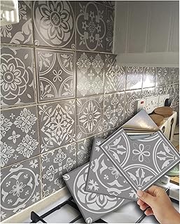 24 autocollants pour carreaux de mosaïque victoriens gris, couverture de transfert pour cuisine