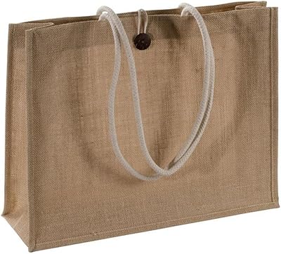 Sacs de courses en toile de jute naturelle avec poignées en coton, fermeture