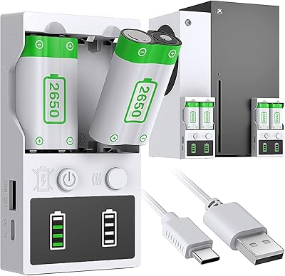 Batteries rechargeables pour manettes xbox series x/s, 2 batteries haute capacité 2650 mah