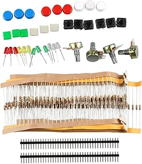 Kit de composants électroniques haljia diy avec interrupteurs potentiomètre led résistances