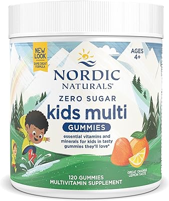 Nordic naturals zero sugar kids multi gummies saveur orange citron 120 gummies