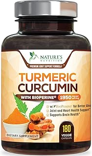 Curcumine de curcuma avec biopérine 95 % de curcuminoïdes 1950 mg avec du