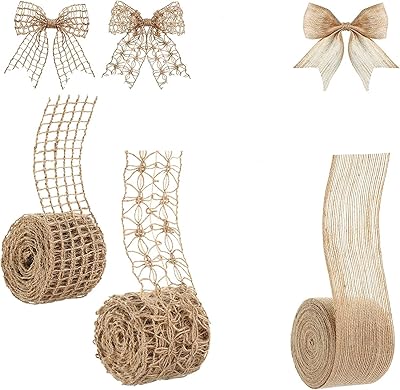 3 rouleaux de toile de jute naturelle, toile de jute en maille