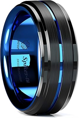 Bague de mariage noire en carbure de tungstène de 8 mm pour hommes