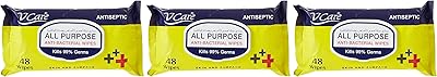 Lingettes antibactériennes multi-usages vcare, 48 pièces, lot de 3