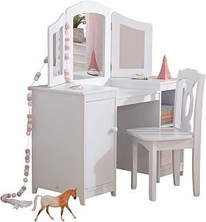 Kidkraft luxury vanity chair 13018 avec miroir et rangement pour salle de jeux/chambre