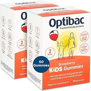Optibac probiotics kids gummies végétalien avec calcium pour la santé digestive et vitamine