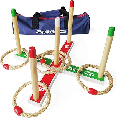 Ensemble de jeu quits - jeux de lancer d'anneaux en bois 5 morceaux d'anneaux de corde avec sac de transport hoopla. Explorez un monde de bonnes affaires sur Diaytar Sénégal