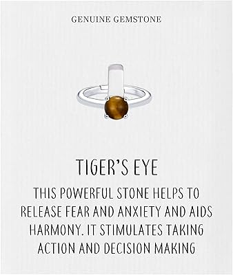 Bague œil de tigre philip jones avec carte de citation, métal, pierre précieuse