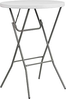 Table pliante ronde en plastique flash furniture, hauteur 2,6 pieds, en granit blanc