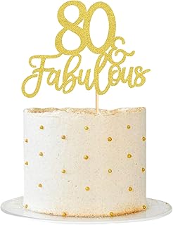 Bloomomoon lot de 3 décorations de gâteau à paillettes dorées pour 80e anniversaire