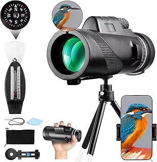 Télescope monoculaire 80x100 amélioré pour adultes et enfants avec boussole 4 en 1