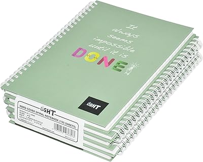 Cahier à spirales à couverture rigide lignée lite, 100 feuilles, format a5, 5
