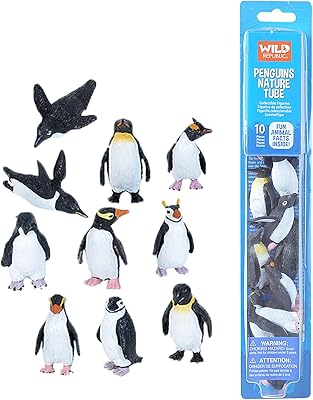 Ensemble de jouets pingouin wild republic 20858, tube naturel, 10 pièces, multicolore