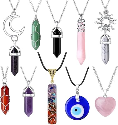 Collier pendentif en cristal 10 pièces de cristaux d'améthyste de guérison chakra