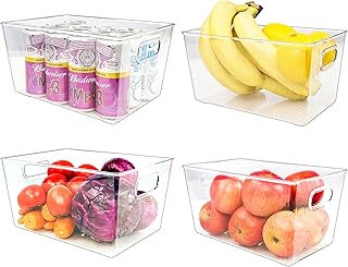 Boricon lot de 4 bacs de rangement pour réfrigérateur, récipients de conservation des aliments en plastique transparent avec poignées pour réfrigérateur, armoires de congélateur et tables - sans bpa. Votre centre commercial virtuel au Sénégal : Diaytar