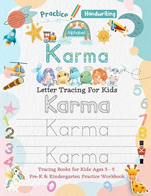 Traçage des lettres de karma pour les enfants : livre de traçage primaire