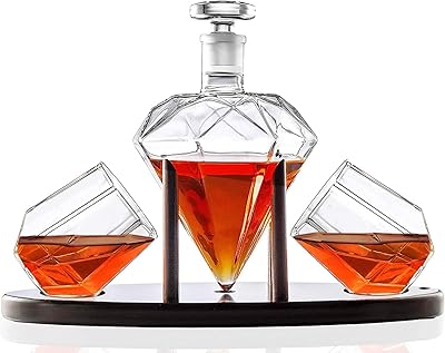 Carafe à whisky en forme de diamant gigero avec 2 verres en diamant