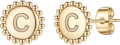 Boucles d'oreilles initiales pour filles, boucles d'oreilles en argent sterling s925 avec alphabet