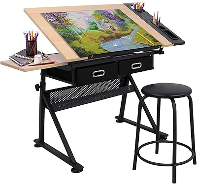 Table à dessin inclinable réglable en hauteur pour lire, écrire, loisirs créatifs