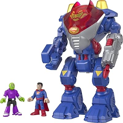Coffret de jeu robot superman imaginext dc super friends avec lumières, sons