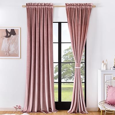 Rideaux en velours timeper rose 96" cantonnière de fenêtre semi-occultante