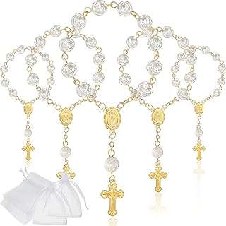 30pcs perles de baptême en acrylique ivoire petit chapelet fausses perles avec sacs