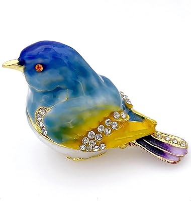 Boîte à bijoux style oiseau de montagne bleu jwta avec pierres de cristal