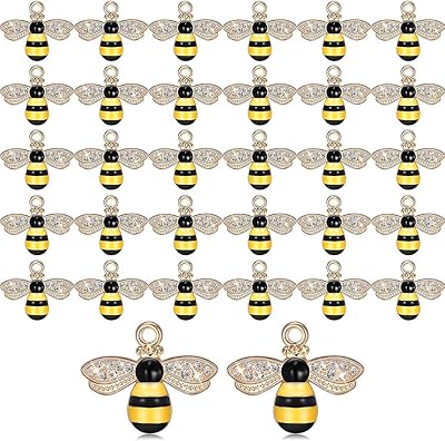 Delfino 32 pièces breloques en émail avec strass abeille miel pendentifs collier