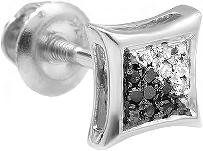 Boucle d'oreille ronde en diamant blanc et noir de 0,04 ct