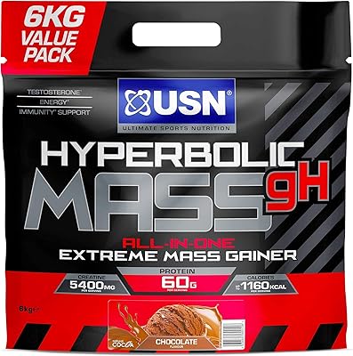 Poudre de protéine usn hyperbolic mass gainer, gh chocolat 6 kg