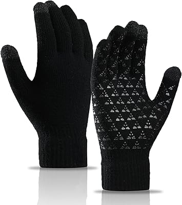 2 paires de gants d'hiver tricotés chauds pour les doigts pour hommes