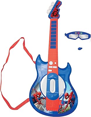 Lexibook marvel spider-man guitare électronique lumineuse avec microphone, lunettes avec microphone, morceaux